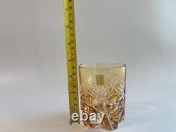 Kagami Crystal Edo Kiriko Cut Glass Amber Color Made in Japan