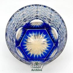 Kagami Edo Kiriko Blue Cut Crystal Rock Glass Handcrafted in Japan New Gift