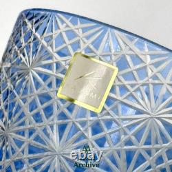 Kagami Edo Kiriko Blue Cut Crystal Rock Glass Handcrafted in Japan New Gift