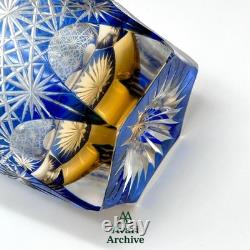 Kagami Edo Kiriko Blue Cut Crystal Rock Glass Handcrafted in Japan New Gift