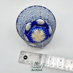 Kagami Edo Kiriko Blue Cut Crystal Rock Glass Handcrafted in Japan New Gift