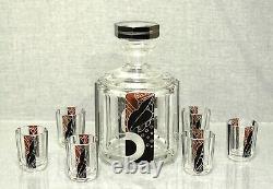 Karl Palda Art Deco Czech Bohemian Cut Crystal Glass Decanter Liquor set Tumbler