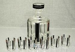 Karl Palda Art Deco Czech Bohemian Cut Crystal Glass Decanter Liquor set Tumbler