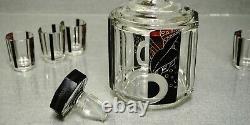 Karl Palda Art Deco Czech Bohemian Cut Crystal Glass Decanter Liquor set Tumbler