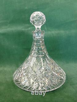 Kinver Large 30% Hand Cut Lead Crystal Ships Decanter