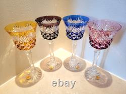 Klokotschnick Bohemian Cut To Clear Crystal Wine/water Glasses Goblets Set Of 4