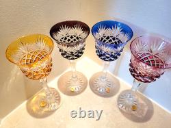 Klokotschnick Bohemian Cut To Clear Crystal Wine/water Glasses Goblets Set Of 4