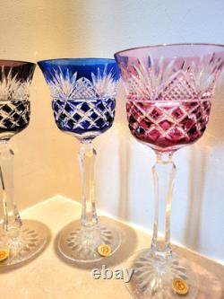 Klokotschnick Bohemian Cut To Clear Crystal Wine/water Glasses Goblets Set Of 4