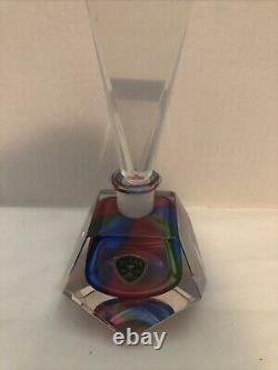 Kusak Art Cut Crystal Multicolored Perfume Bottle With Glass Wedge Stopper