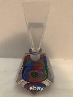 Kusak Art Cut Crystal Multicolored Perfume Bottle With Glass Wedge Stopper