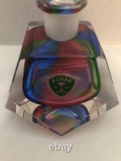 Kusak Art Cut Crystal Multicolored Perfume Bottle With Glass Wedge Stopper