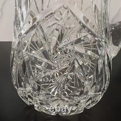 Kusak Berlin Hand Blown Crystal 32oz Pitcher Rare Mint Kusak Cut Glass Works