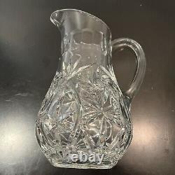 Kusak Berlin Hand Blown Crystal 32oz Pitcher Rare Mint Kusak Cut Glass Works