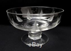 LARGE FOOTED 1930s ART DECO STUART ENGLAND CUT CRYSTAL WOODCHESTER FERN BOWL