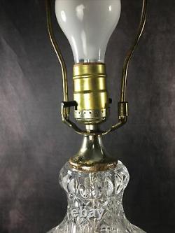 LARGE Pair Cut Crystal Glass Table Lamps with Brass Finals heavy Work Great