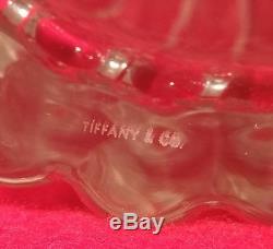 LARGE Tiffany & Co. Swirl glass vase vtg signed cut crystal nyc floor table art