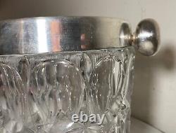 LARGE antique silverplate cut crystal glass champagne wine chiller ice bucket