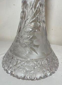 LARGE antique skirted cut crystal glass silverplate candelabra candle holder