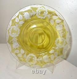 LARGE vintage Bohemian Czech centerpiece cut to clear glass crystal bowl charger