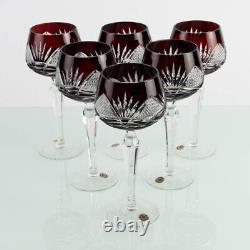 LAUSITZER quality cut crystal glass RÖMER drinking glass SET of 6 stemware red