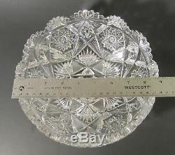 LIBBEY Signed AMERICAN BRILLIANT Antique Cut Glass WAVERLY 9 Crystal Bowl ABP