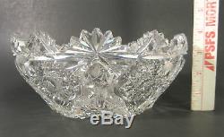 LIBBEY Signed AMERICAN BRILLIANT Antique Cut Glass WAVERLY 9 Crystal Bowl ABP