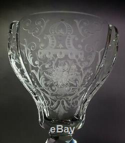 LOBMEYR Glass Crystal Austrian Hand Cut & Engraved Pair 6 1/2 Wine Stem c1870