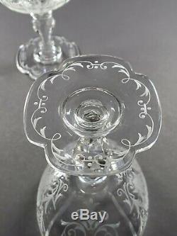 LOBMEYR Glass Crystal Austrian Hand Cut & Engraved Pair Champagne Stems c1870