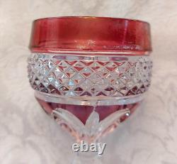 LOT 4 Vtg Anna Hutte Crystal Cut Clear Goblet Glass Wine Purple Red Green Burgan