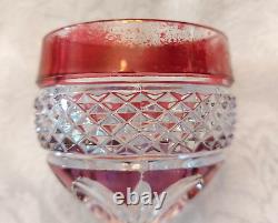 LOT 4 Vtg Anna Hutte Crystal Cut Clear Goblet Glass Wine Purple Red Green Burgan