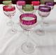 LOT 8 Vtg Anna Hutte Crystal Cut Clear Goblet Glass Wine Purple Red Green Maroon