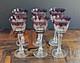 La Maison France Cut Crystal Wine Cordial Glasses Set 6 Amethyst
