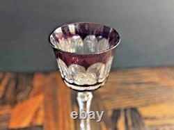 La Maison France Cut Crystal Wine Cordial Glasses Set 6 Amethyst
