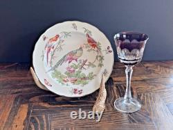 La Maison France Cut Crystal Wine Cordial Glasses Set 6 Amethyst