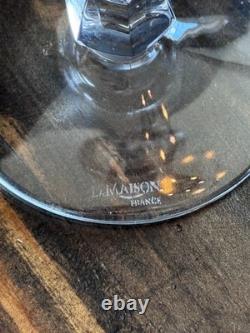 La Maison France Cut Crystal Wine Cordial Glasses Set 6 Amethyst