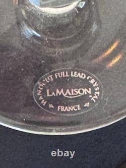 La Maison France Cut Crystal Wine Cordial Glasses Set 6 Amethyst