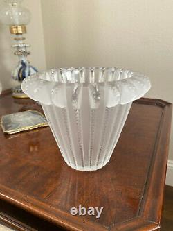 Lalique Art Deco Royat Cut Crystal Glass Vase