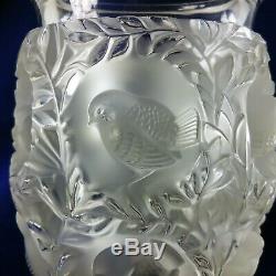 Lalique Bagatelle Vase France Cut to Clear Crystal Birds Floral