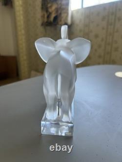 Lalique France Cut Crystal Glass Elephant On Base Sculpture