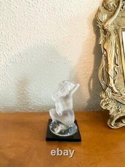 Lalique France Floreal Lady Figurine Frosted cut Crystal Glass French Signed