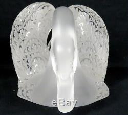 Lalique French Crystal Head Down Swan Large Frosted Cut Art Glass Figurine