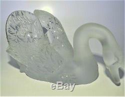 Lalique Large Cut Crystal Swan Head Down Signed