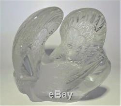 Lalique Large Cut Crystal Swan Head Down Signed