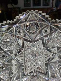 Large 10 low BOWL American brilliant period cut glass crystal Libbey Marilyn