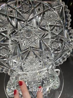 Large 10 low BOWL American brilliant period cut glass crystal Libbey Marilyn