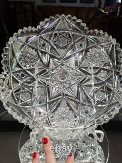 Large 10 low BOWL American brilliant period cut glass crystal Libbey Marilyn