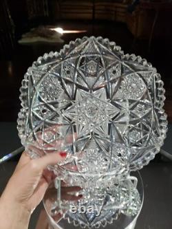 Large 10 low BOWL American brilliant period cut glass crystal Libbey Marilyn