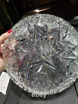 Large 10 low BOWL American brilliant period cut glass crystal Libbey Marilyn