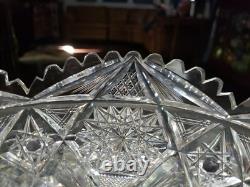 Large 10 low BOWL American brilliant period cut glass crystal Libbey Marilyn