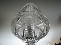 Large 12 1/4 Heavy Cut Glass Crystal Mushroom Table Lamp